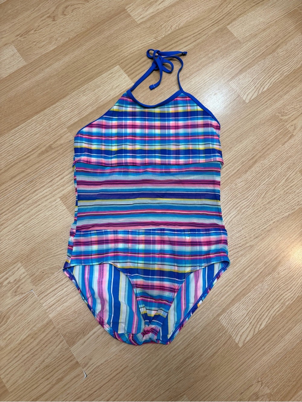 Gossip Girl Girls Size 14 Striped Mesh Halter One Piece Swimsuit